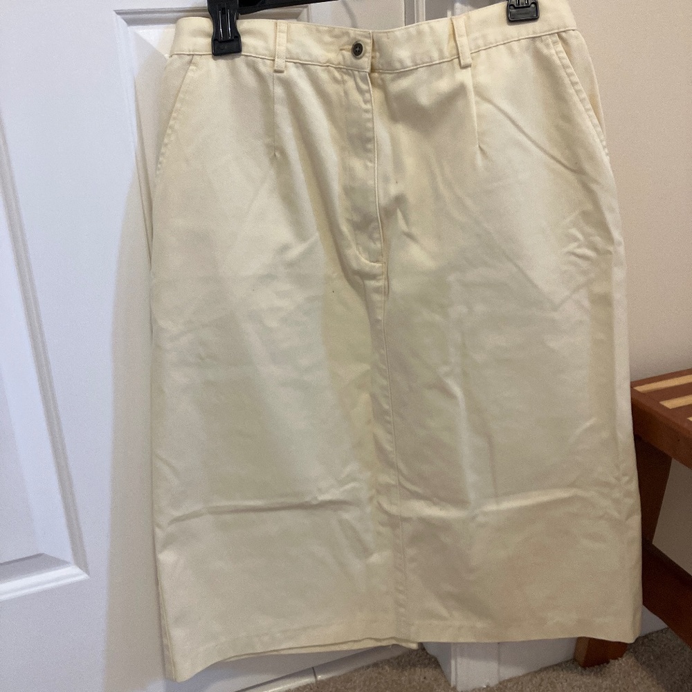L.L. Bean Vintage Pale Yellow Cotton Blend Skirt - size Petite 12